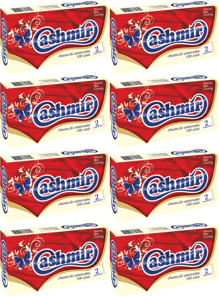 8x Chusteczki higieniczne Cashmir, w kartoniku, 100 sztuk