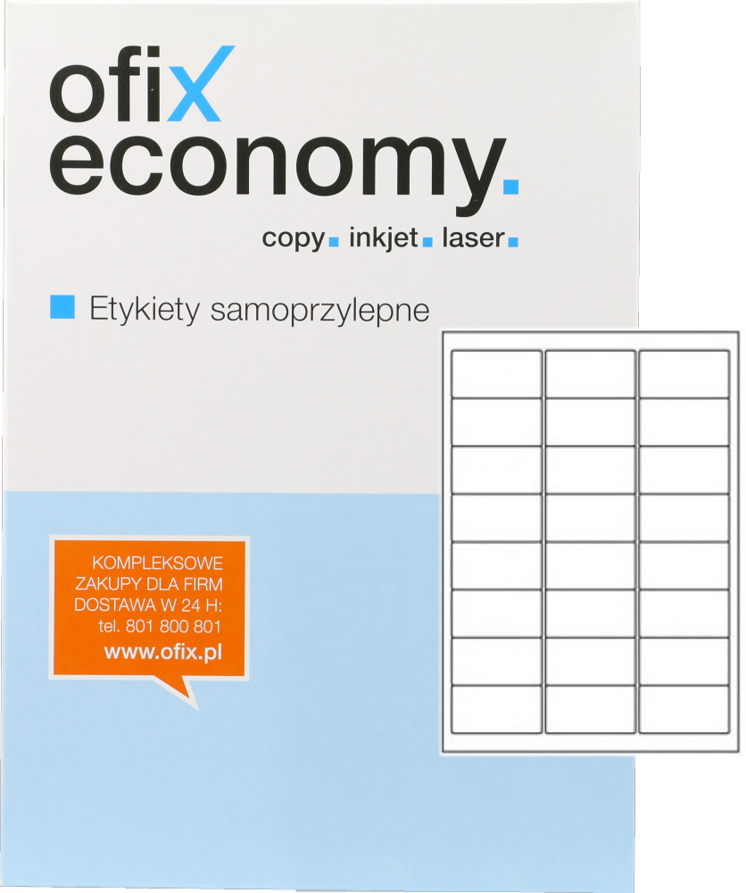 Etykiety samoprzylepne Ofix, 64x33.8mm, 100 arkuszy, biały