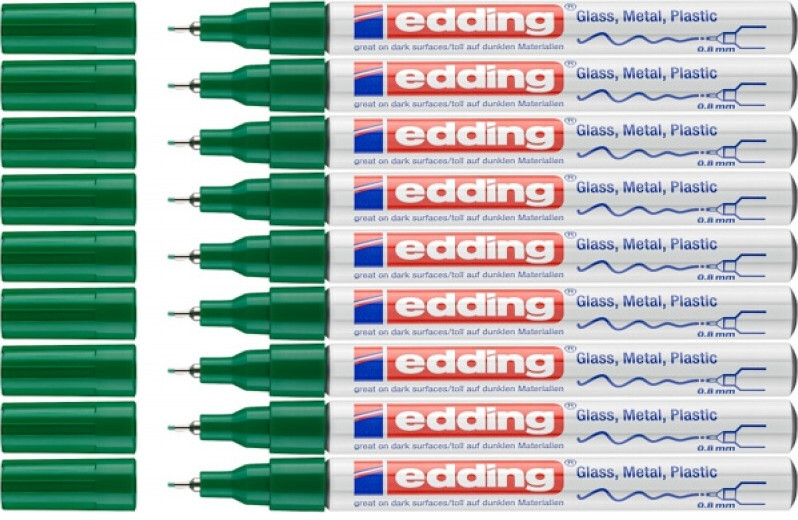 9x Marker olejowy połyskujący edding 780, okrągła, 0.8mm, 1 sztuka, zielony