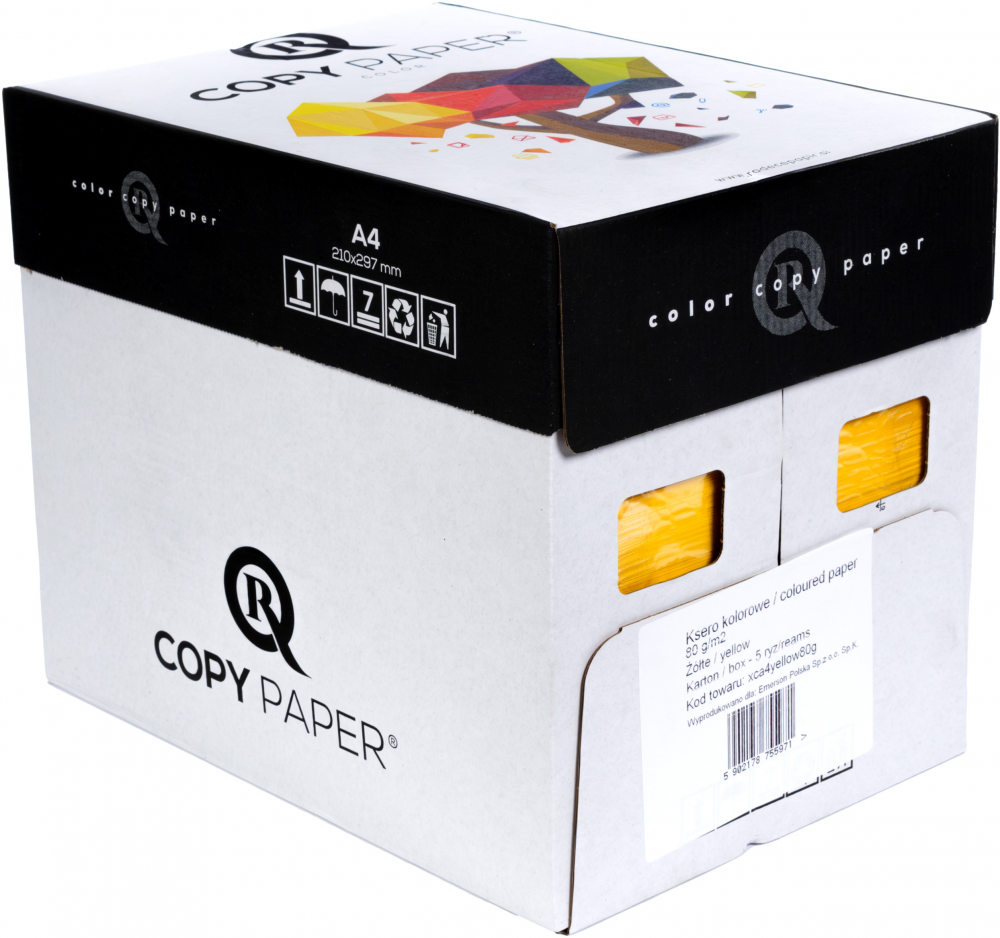 5x Papier kolorowy Emerson Copy Paper Color, A4, 80g/m2, 500 arkuszy, żółty