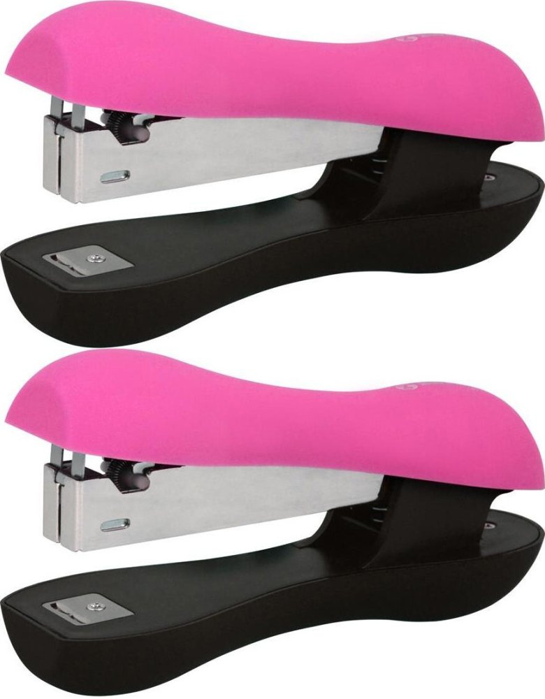 2x Zszywacz biurowy MemoBe Soft Touch, do 16 kartek, różowo-czarny