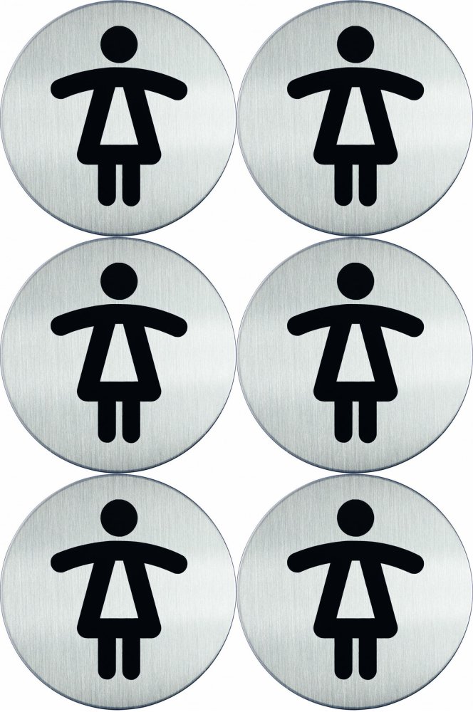 6x Tabliczka informacyjna Durable, "toaleta damska", 83mm, srebrny