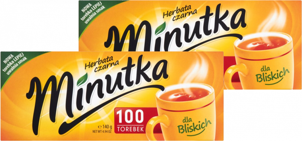 2x Herbata czarna w torebkach Minutka, 100 sztuk x 1.4g