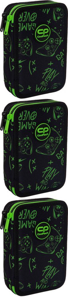 3x Piórnik szkolny CoolPack Jumper 2 Game Night, 2-komorowy, z wyposażeniem
