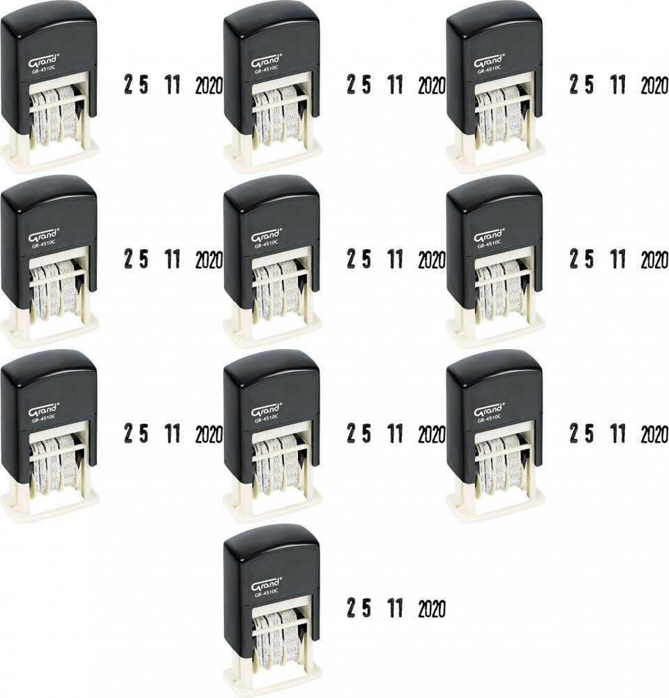 10x Datownik samotuszujący Grand GR-4510C, wersja cyfrowa, wkład czarny
