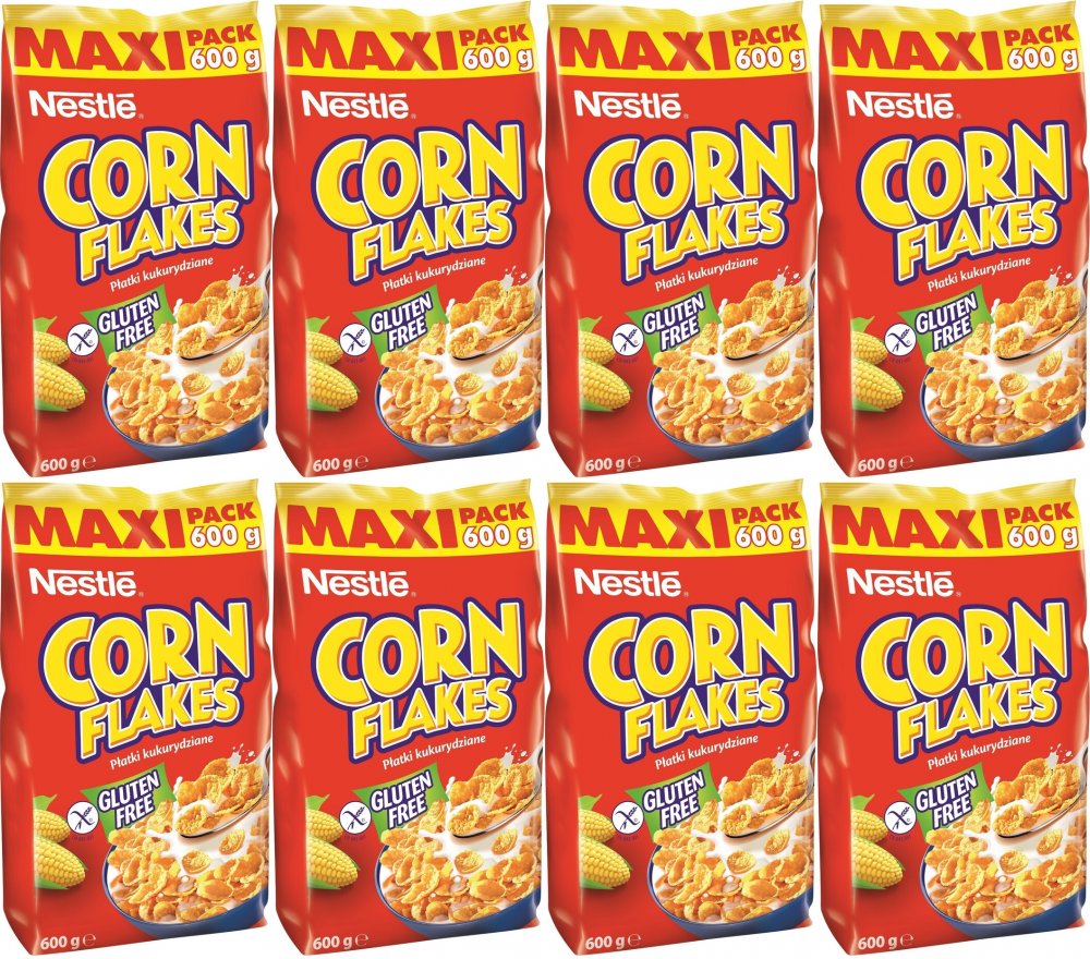 8x Płatki kukurydziane Nestle Corn Flakes, folia, 600g
