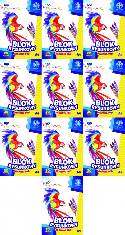 10x Blok rysunkowy Astra Astrapap, A4, 100g, 20 arkuszy, biały
