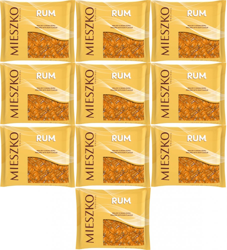 10x Praliny Mieszko Klejnoty Rum, czekoladowy z nadzieniem o smaku rumu, 1kg