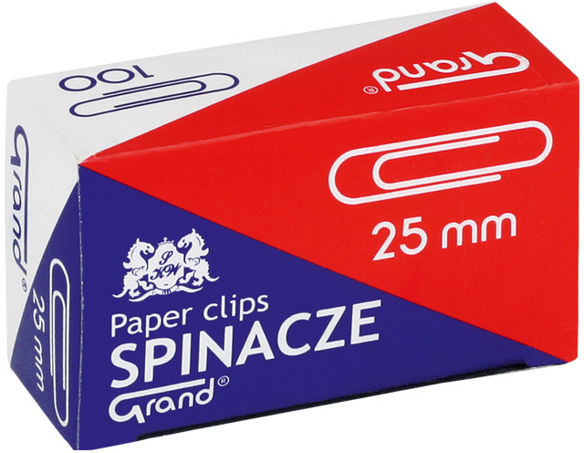 Spinacz Grand, okrągły, 25mm, 100 sztuk, srebrny