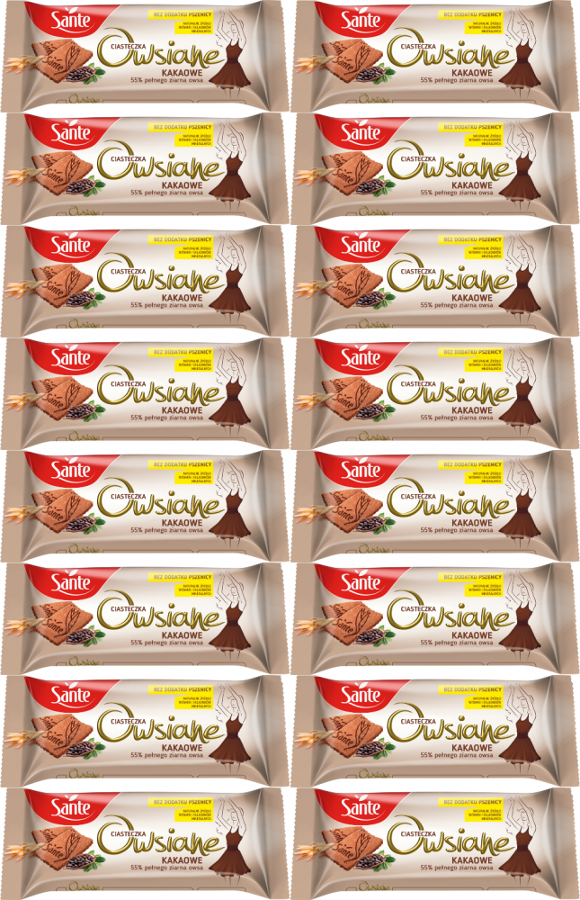 16x Ciasteczka owsiane Sante, kakaowy, 150g