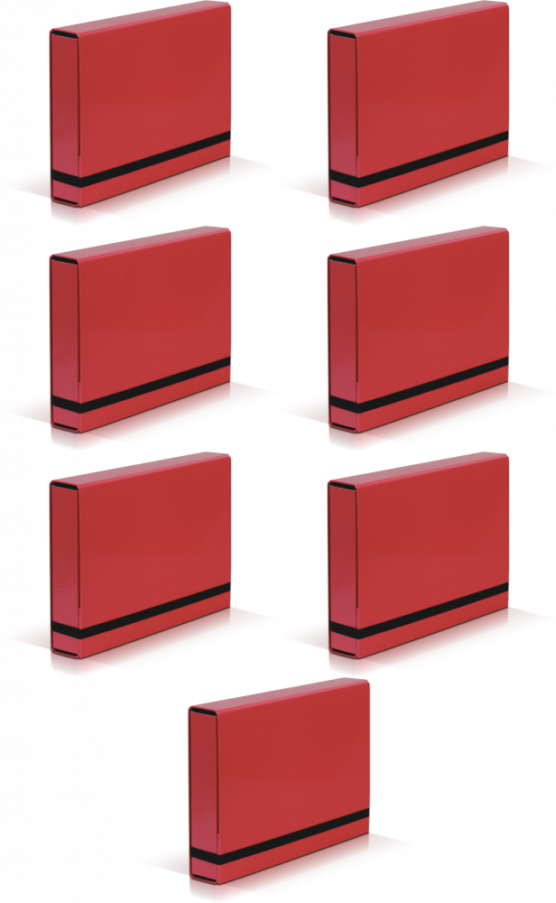 7x Teczka kartonowa z gumką VauPe Box Caribic, A4, 50mm, czerwony