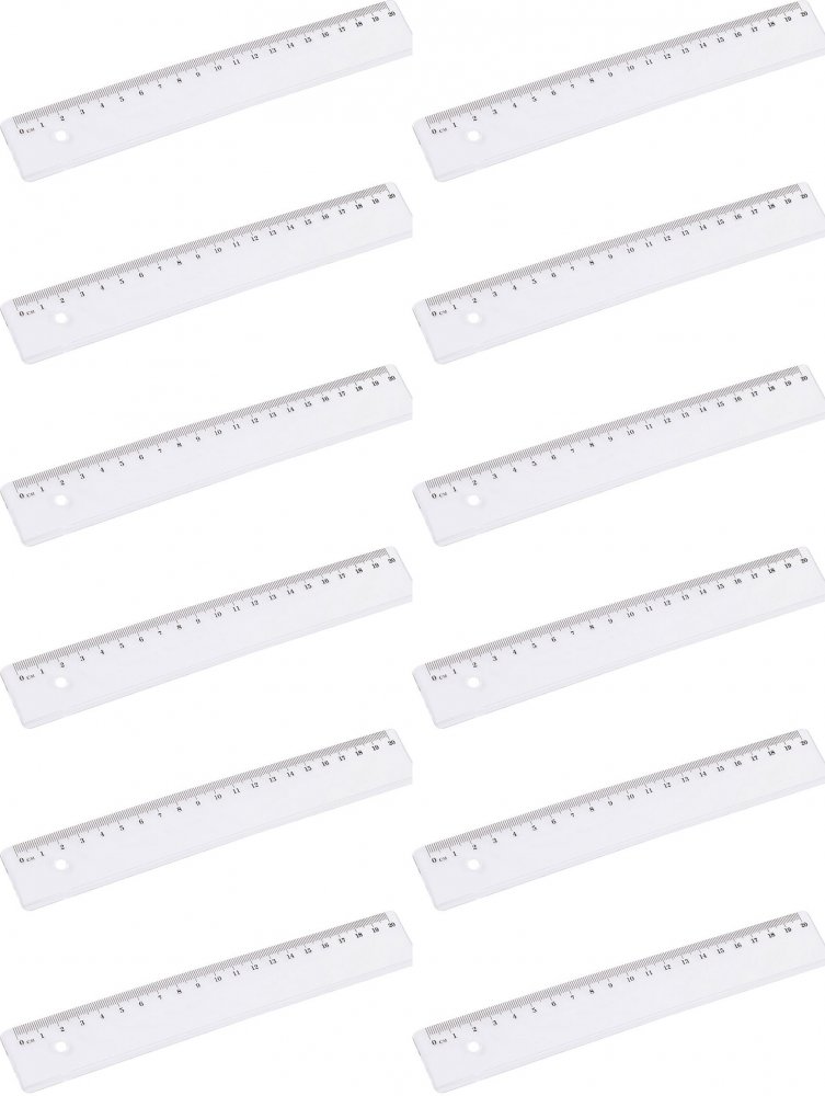 12x Linijka plastikowa D.Rect, 20cm, transparentny