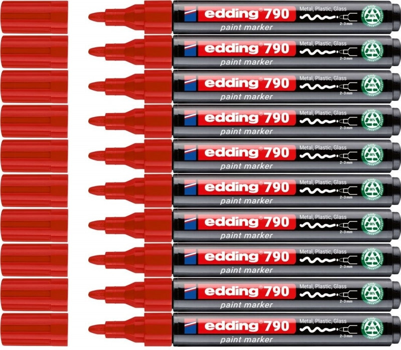 10x Marker olejowy edding e-790 PCR,okrągła, 2-3 mm, czerwony