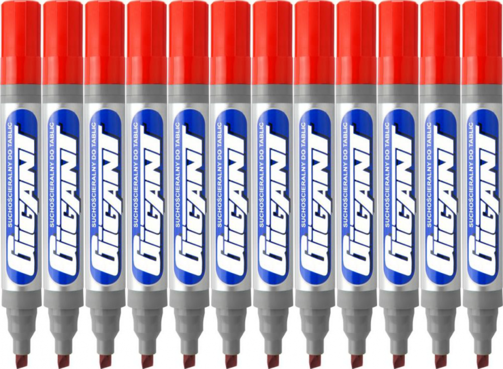 12x Marker suchościeralny Kamet Gigant, ścięta, czerwony