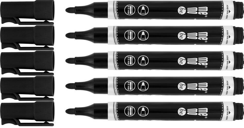 5x Marker permanentny MemoBe, okrągła, czarny