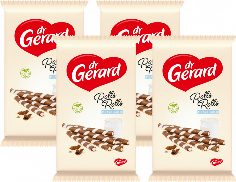 4x Rurki waflowe Dr Gerard Rolls Rolls Cream Zebra, 160g