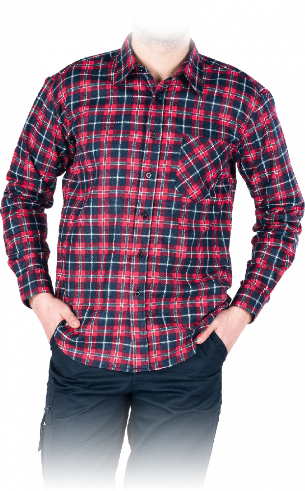 Koszula flanelowa w kratę Reis KF-GC, gramatura 120g, rozmiar L, granatowo-czerwony