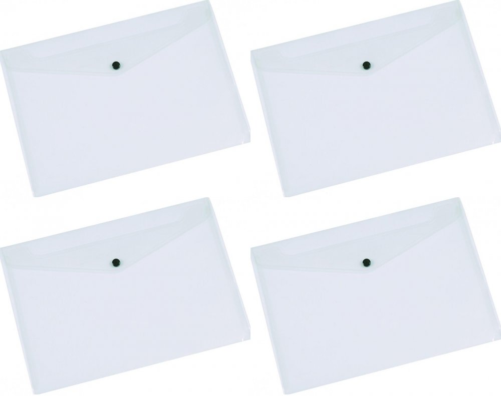 4x Teczka kopertowa Q-Connect, A3, na zatrzask,1 sztuka, przezroczysty