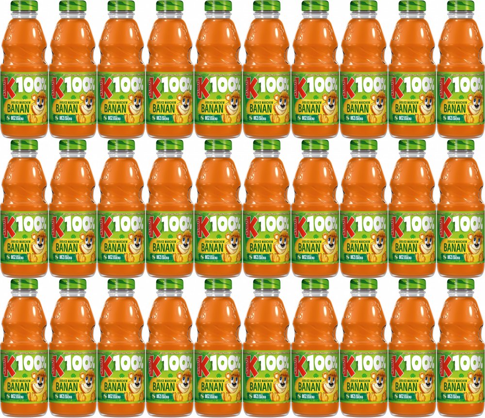40x Sok Kubuś, banan-marchew-jabłko, butelka szklana, 0.3l
