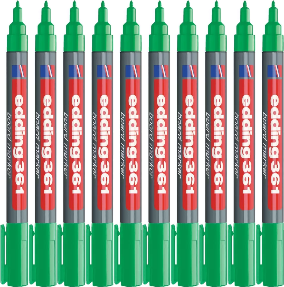 10x Marker suchościeralny edding 361, okrągła, 1mm, zielony