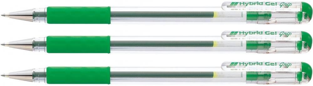 3x Długopis żelowy Pentel K116, 0.6mm, zielony