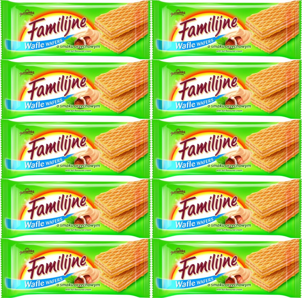 10x Wafle Familijne, orzechowy, 180g