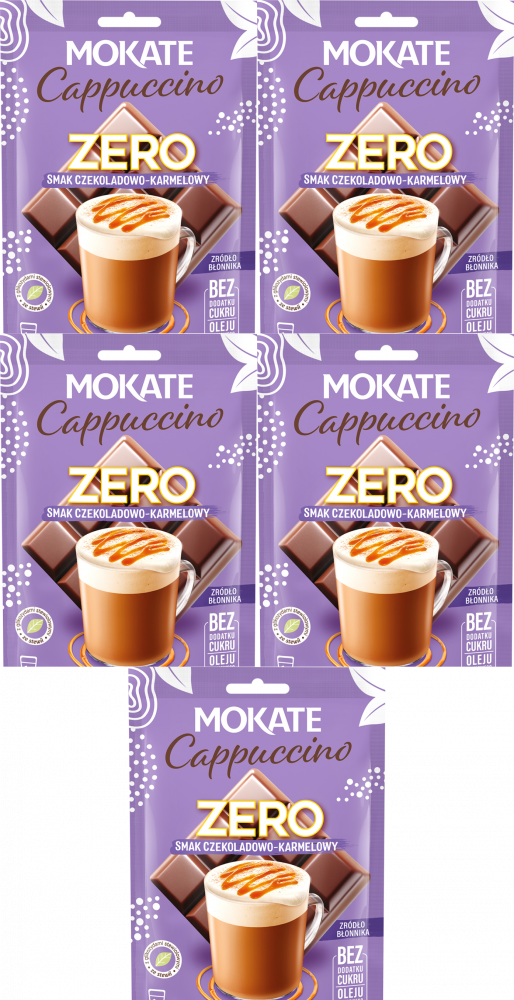 5x Kawa rozpuszczalna Mokate Cappuccino Zero, czekolada i karmel, 20g