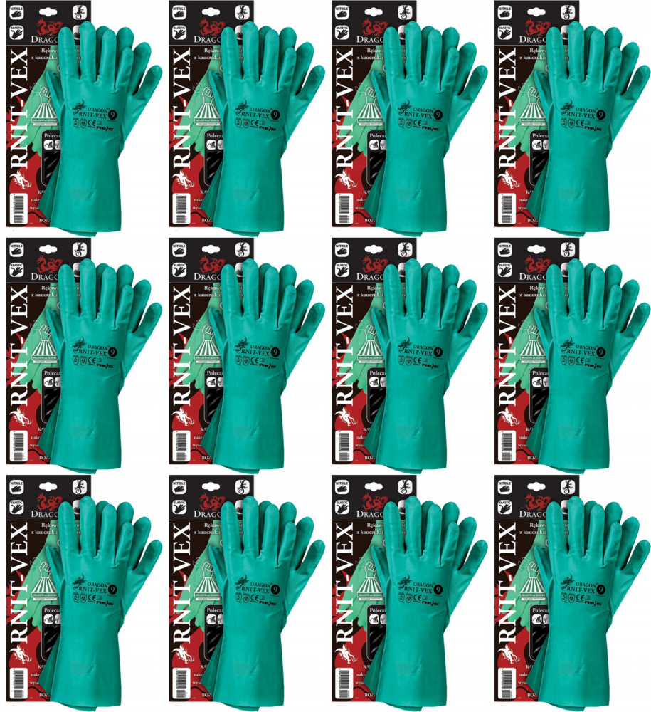 12x Rękawiczki nitrylowe Reis RNIT-VEX, rozmiar 9, zielony