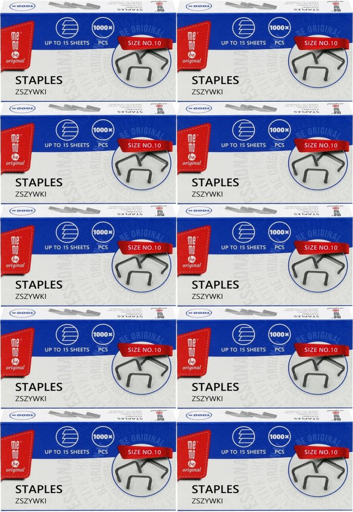 10x Zszywki MemoBe mini NO.10, 1000 sztuk, srebrny