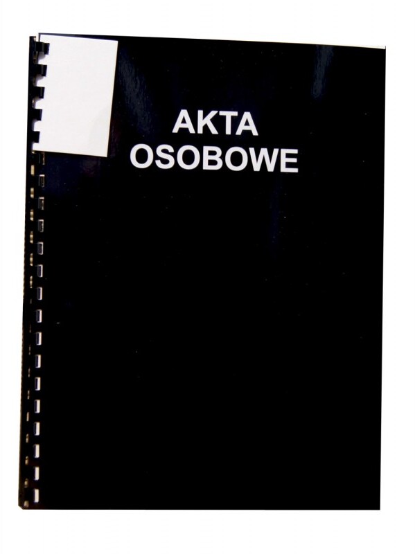 Teczka do akt osobowych Konfex T02, A4, z bindą zewnętrzną, niezadrukowana, ABCD, czarna