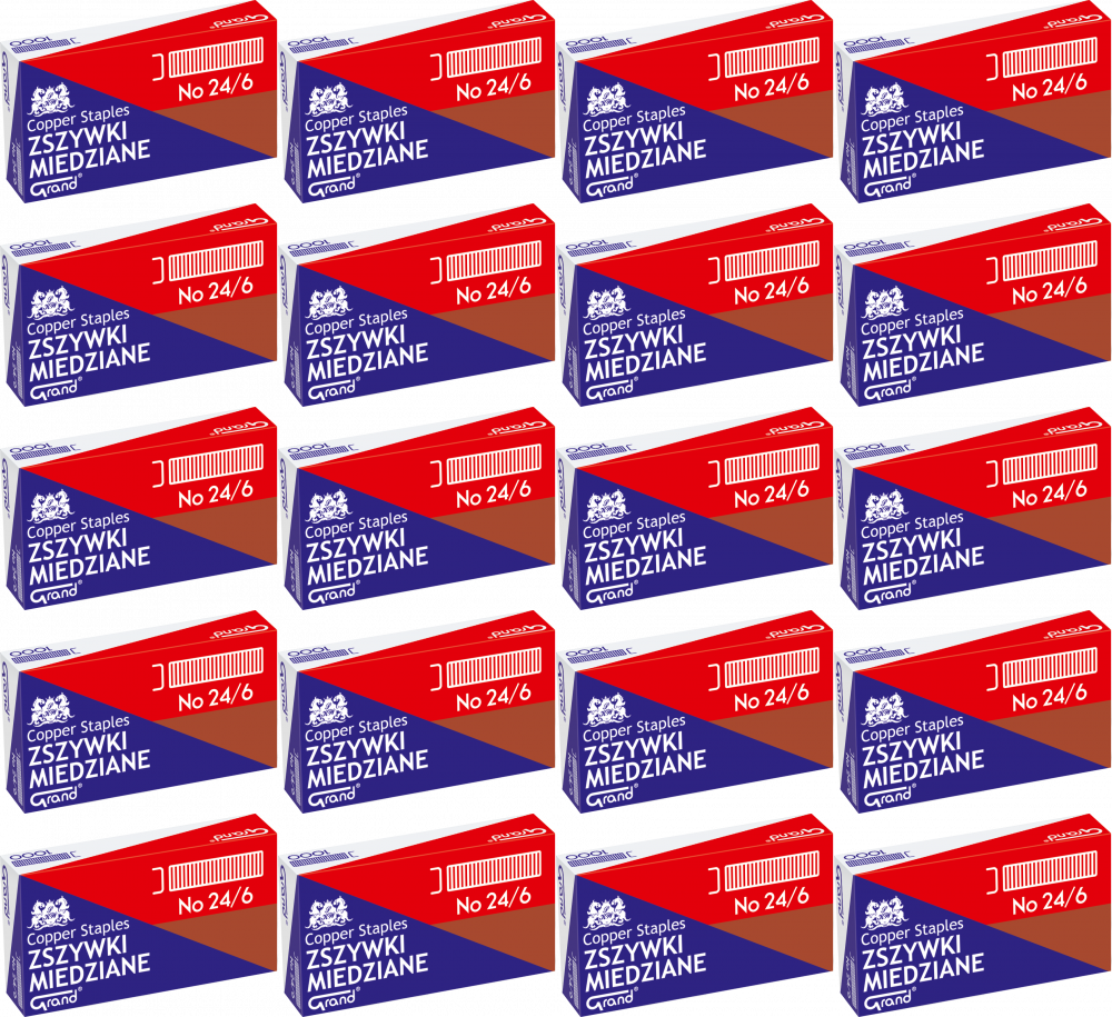 20x Zszywki miedziane Grand, 24/6, 1000 sztuk, miedziany