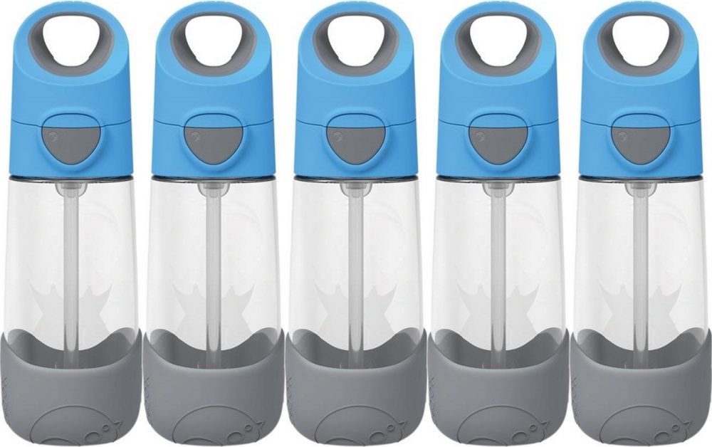 5x Bidon na wodę B.Box, ze słomką, tritan, 450ml, Blue Slate