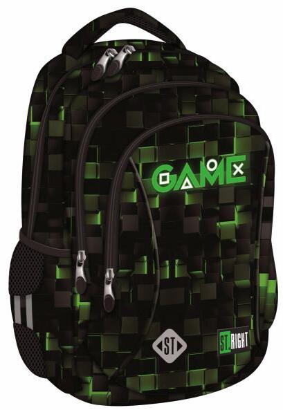 Plecak szkolny St.Right BP26 Green Game, trzykomorowy, 20l, 39x27x17cm