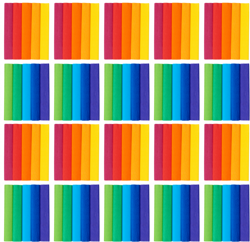 10x Bibuła marszczona TOP 2000 Creatino, 25x200cm, 10 sztuk, mały mix kolorów tęczowych