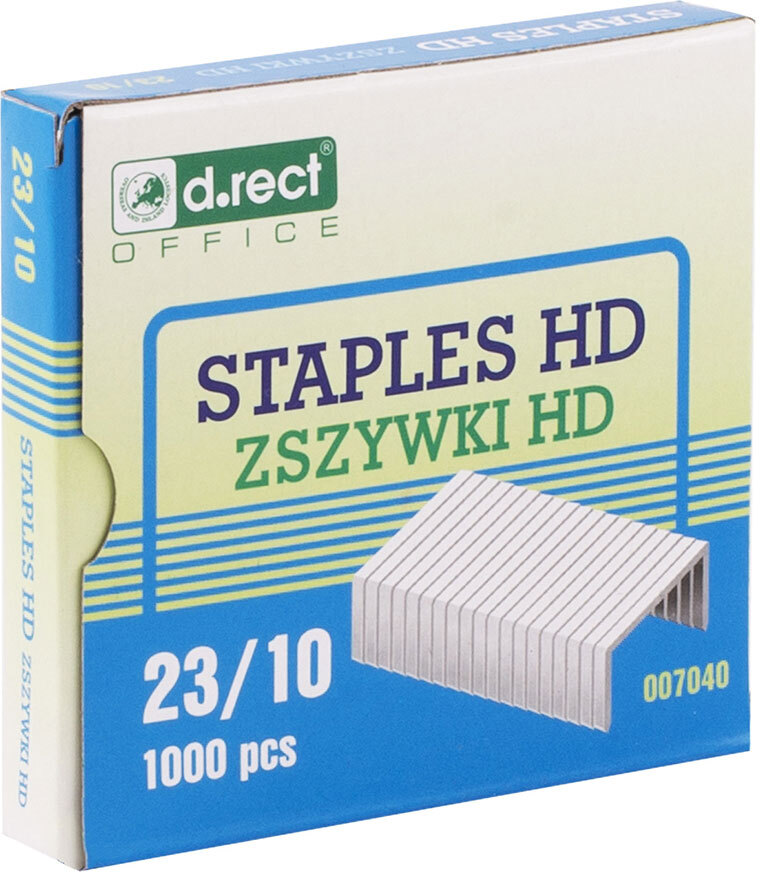 Zszywki D.Rect HD 23/10, 1000 sztuk, srebrny