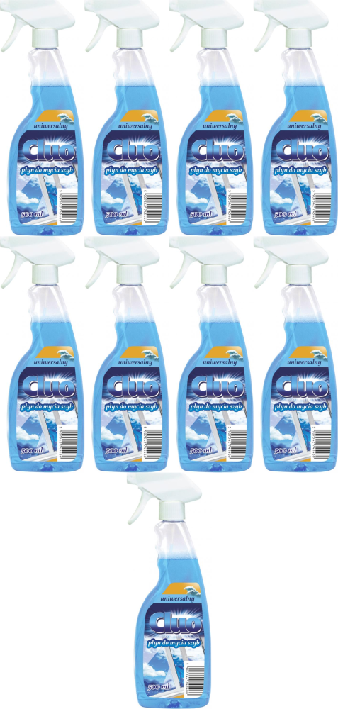 9x Płyn do mycia szyb z rozpylaczem Cluo, morski, 500ml