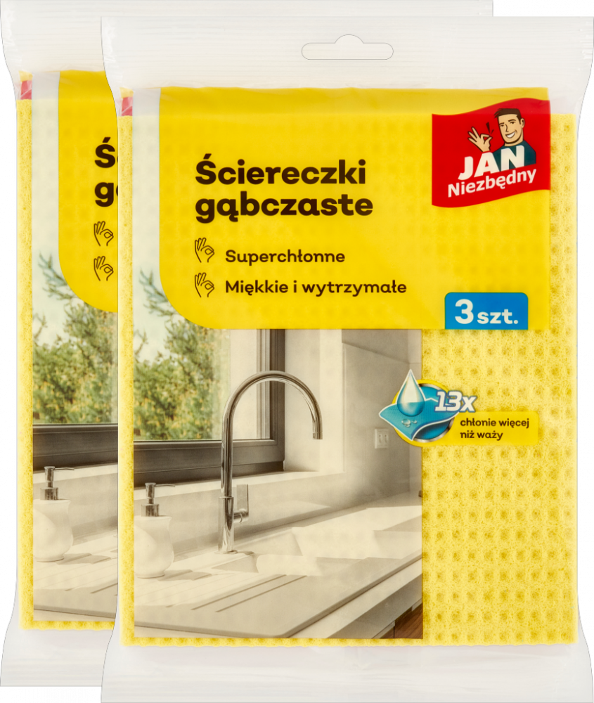 2x Zmywak gąbczasty Jan Niezbędny, 3 sztuki, mix kolorów