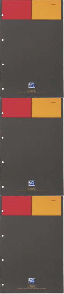 3x Blok biurowy w kratkę Oxford International Notepad, A4+, twarda oprawa, 80 kartek, szary