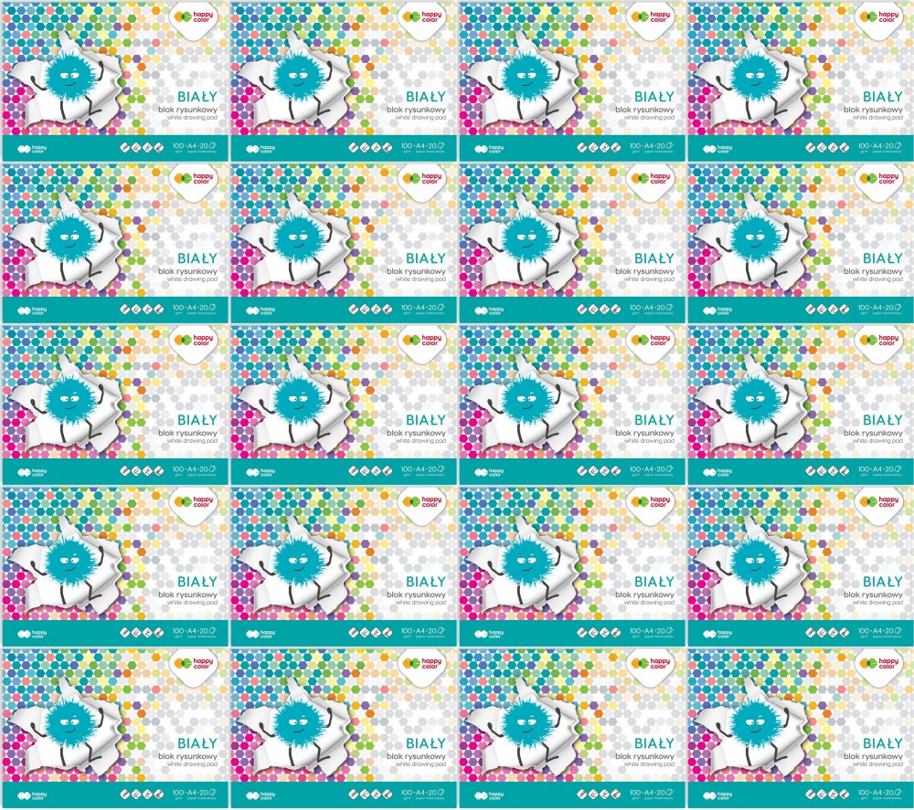 20x Blok rysunkowy Happy Color, A4, 100 g/m2, 20 kartek, biały