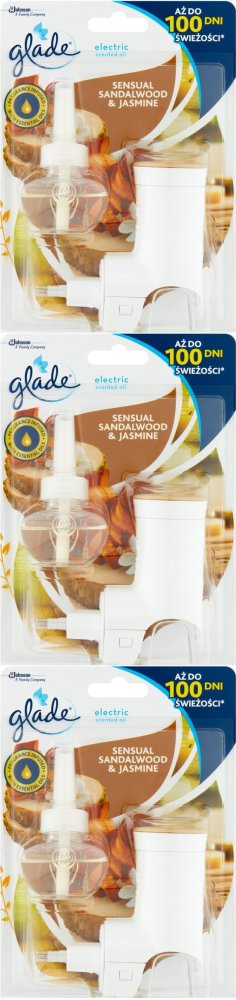 3x Odświeżacz elektryczny Glade by Brise, Drzewo Sandałowe i Jaśmin, urządzenie + wkład 20ml