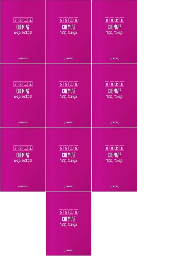 10x Zeszyt przedmiotowy w kratkę Herlitz Chemia, A5, miękka oprawa, 60 kartek, różowy