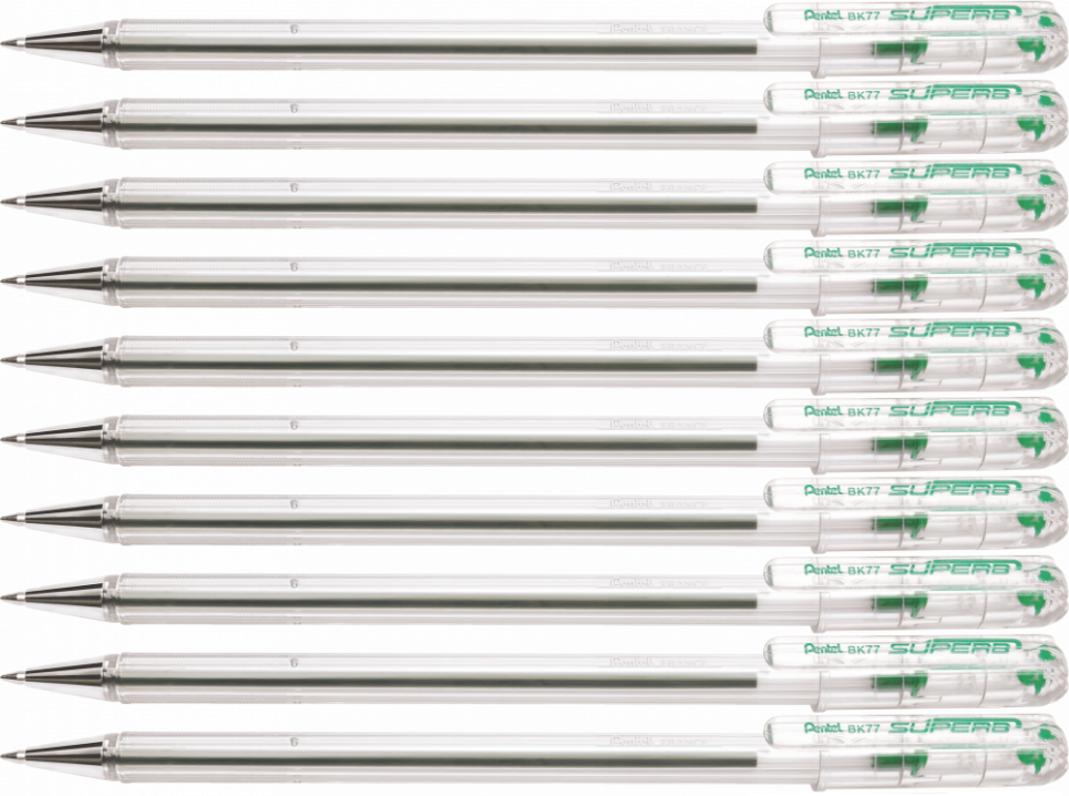 10x Długopis Pentel, Superb BK77, 0.7mm zielony
