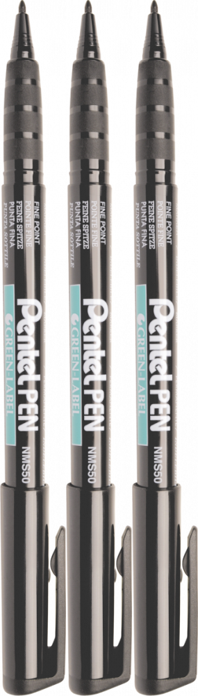 3x Marker permanentny Pentel NMS50, okrągła, 2mm, czarny