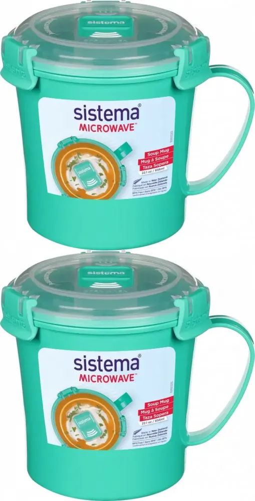 2x Kubek na zupę Sistema Microwave, 656ml, mix kolorów