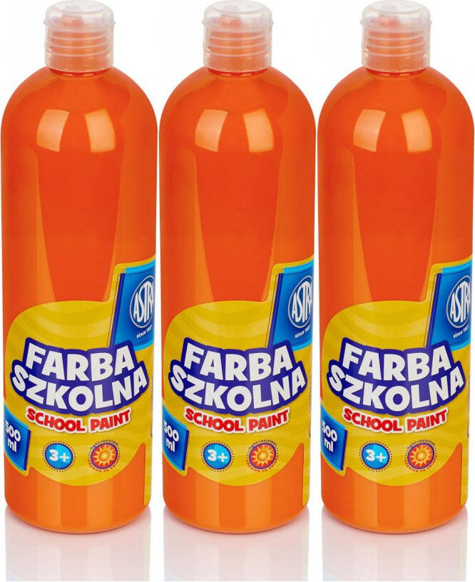 3x Farba plakatowa Astra, 500ml, pomarańczowy