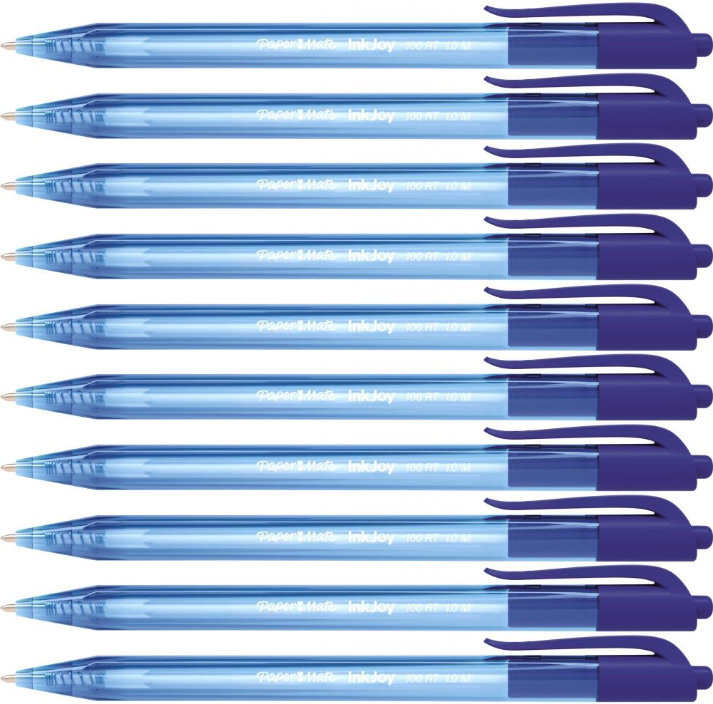 10x Długopis automatyczny Paper Mate, InkJoy 100RT, M (1mm), niebieski