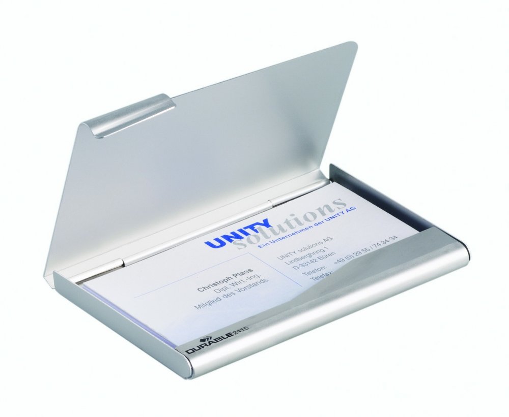 Wizytownik kieszonkowy Durable Business Card Box, na 20 wizytówek, srebrny