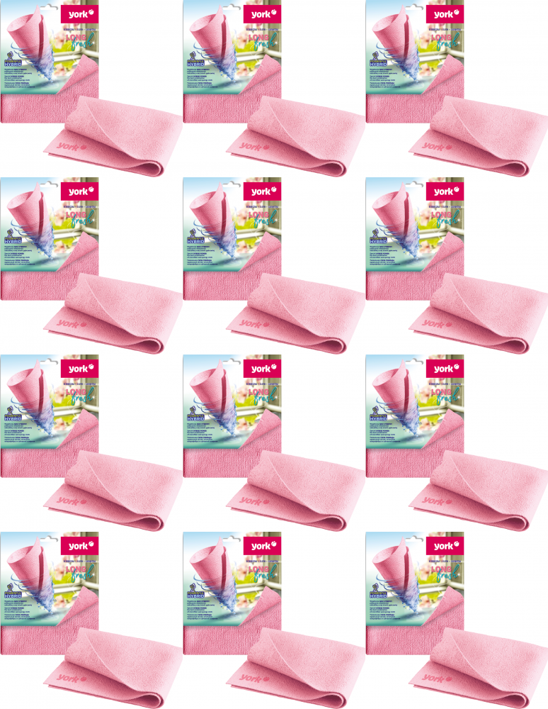 12x Ściereczka z mikrofibry York Long Fresh, 30x35cm, 1 sztuka, różowy