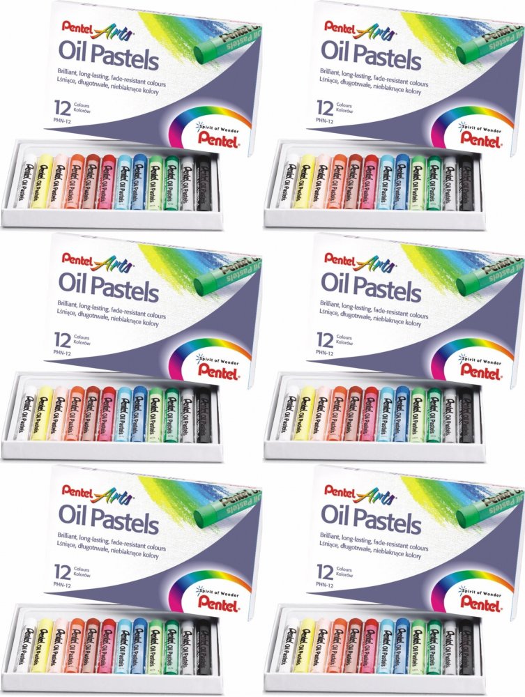 6x Pastele olejne Pentel, 12 kolorów