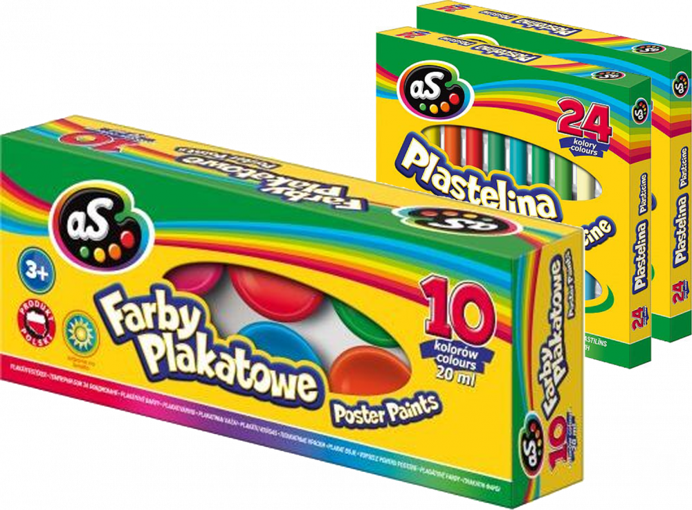 Zestaw: 2x Plastelina Astra AS, 24 kolory + Farby plakatowe Astra AS, 20ml, 10 sztuk, mix kolorów